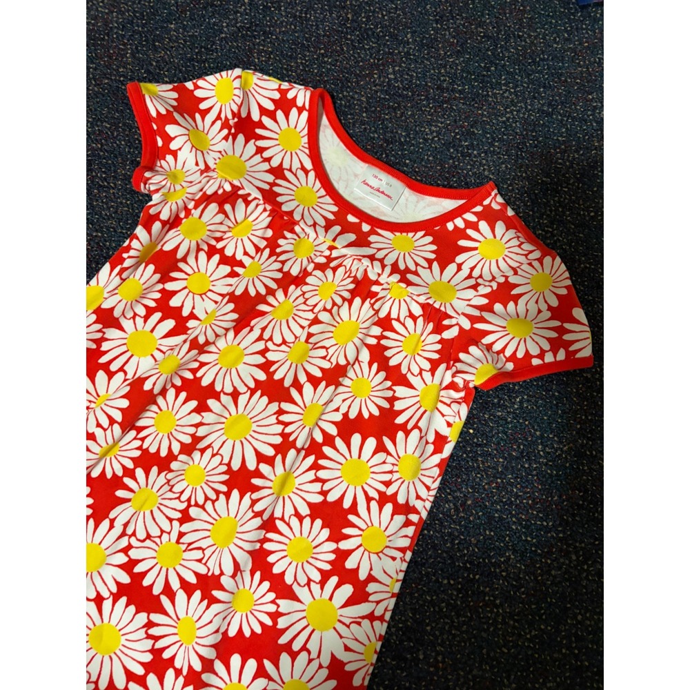 Hanna Andersson Girls Red Daisy Floral Cotton Nightgown Sleep Dress Size 8 130cm